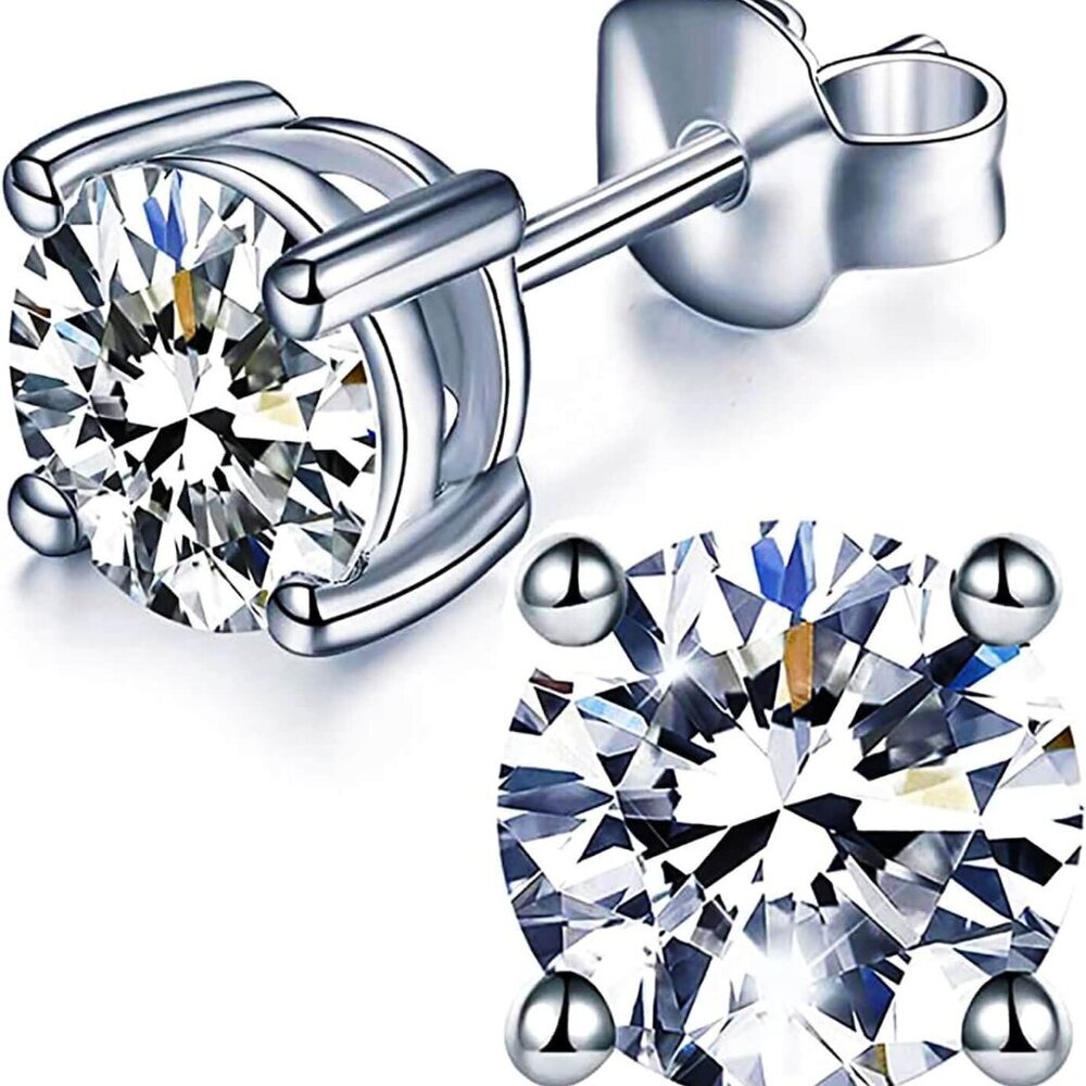 Moissanite Stud Earrings Sterling Silver 3ct Lab Created Hypoallergenic
